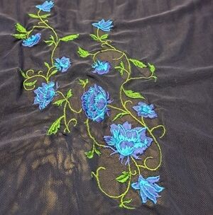 Blue Embroidered Fashion Scarf